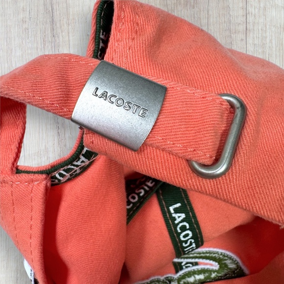 LACOSTE Big Croc Adjustable Baseball Cap Hat Coral Orange Unixex - Picture 10 of 10